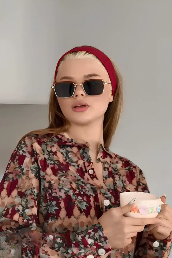 نظارات شمسية مربعة UV400 – إطار معدني بعدسات باللونين الأسود والبني