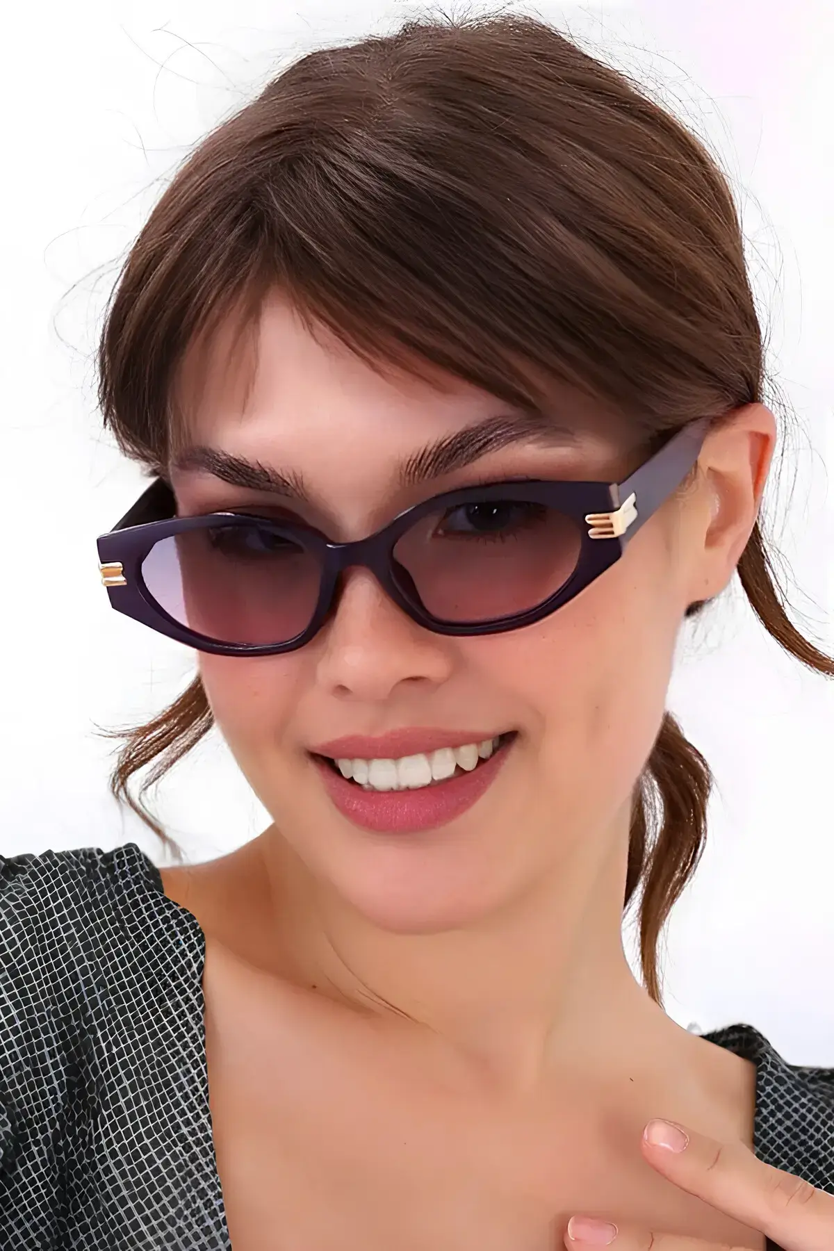 IMG_1076 Geometric UV400 Sunglasses – Mauve Frame with Black Lenses - Image 1
